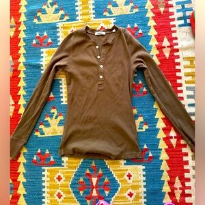 Buck Mason heritage Henley coyote size small